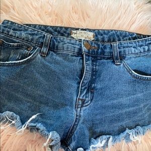 free people mid rise denim shorts